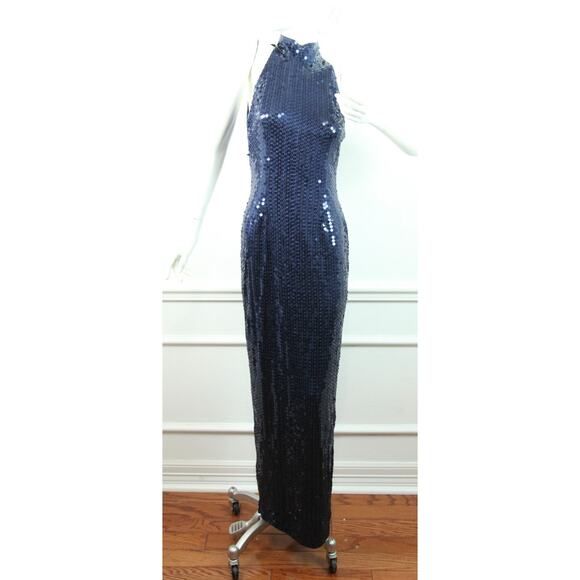 Vintage Size 4 Prom Dress Y2K Sequins Column Glam Beaded Bodycon Formal Elegant - Picture 1 of 15
